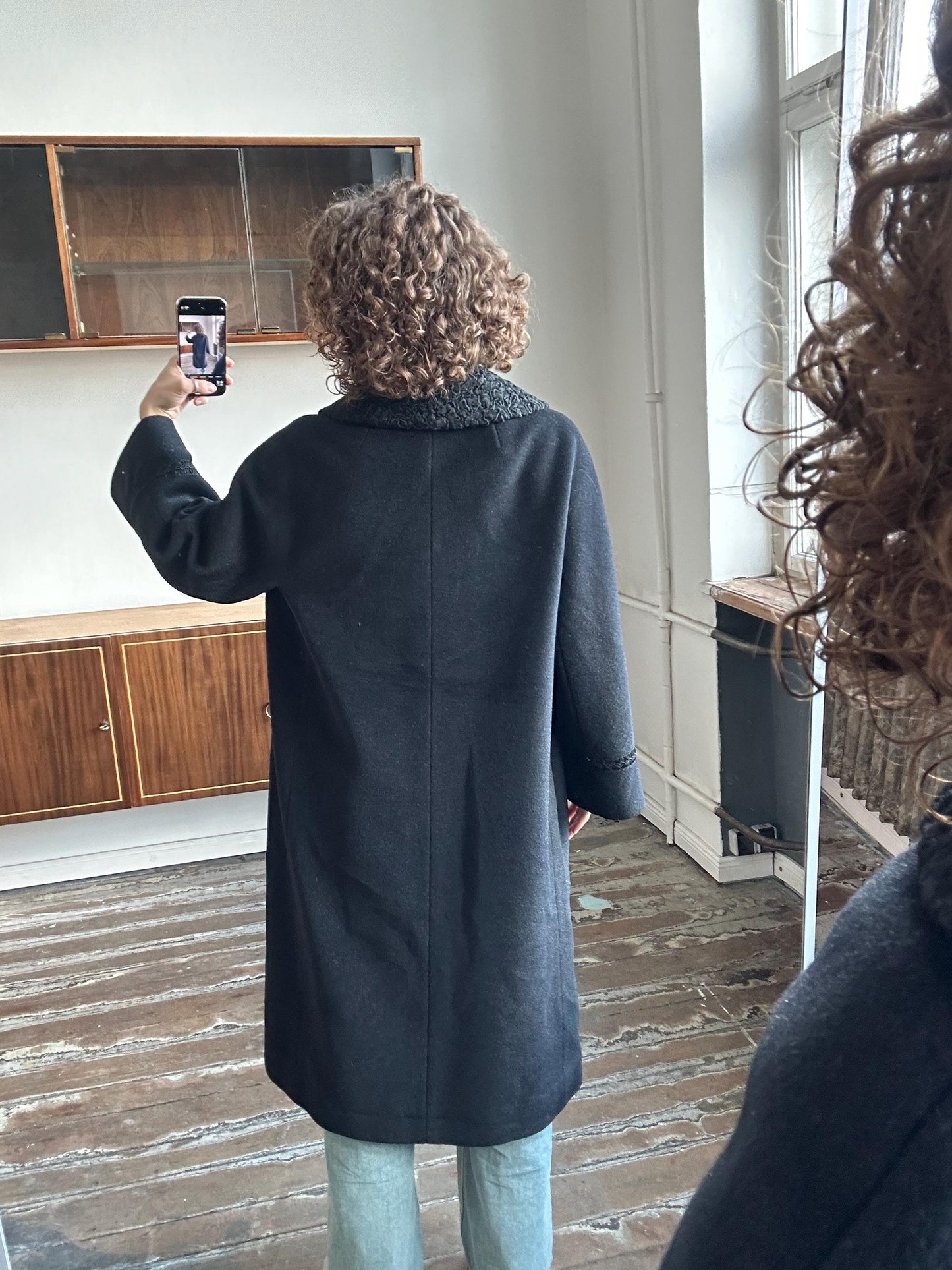 Vintage 90s mohair/wool blend coat in black