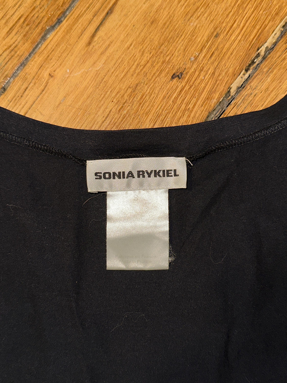 Vintage Sonia Rykiel Swan Print Cotton T-Shirt in Black