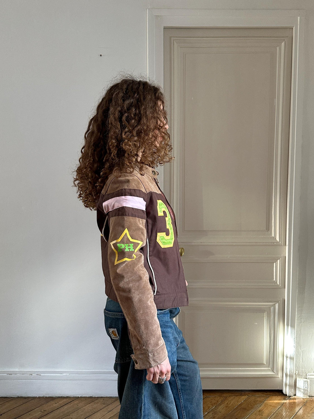 Vintage Y2K Phard Racer Jacket 38 in Brown Suede Leather