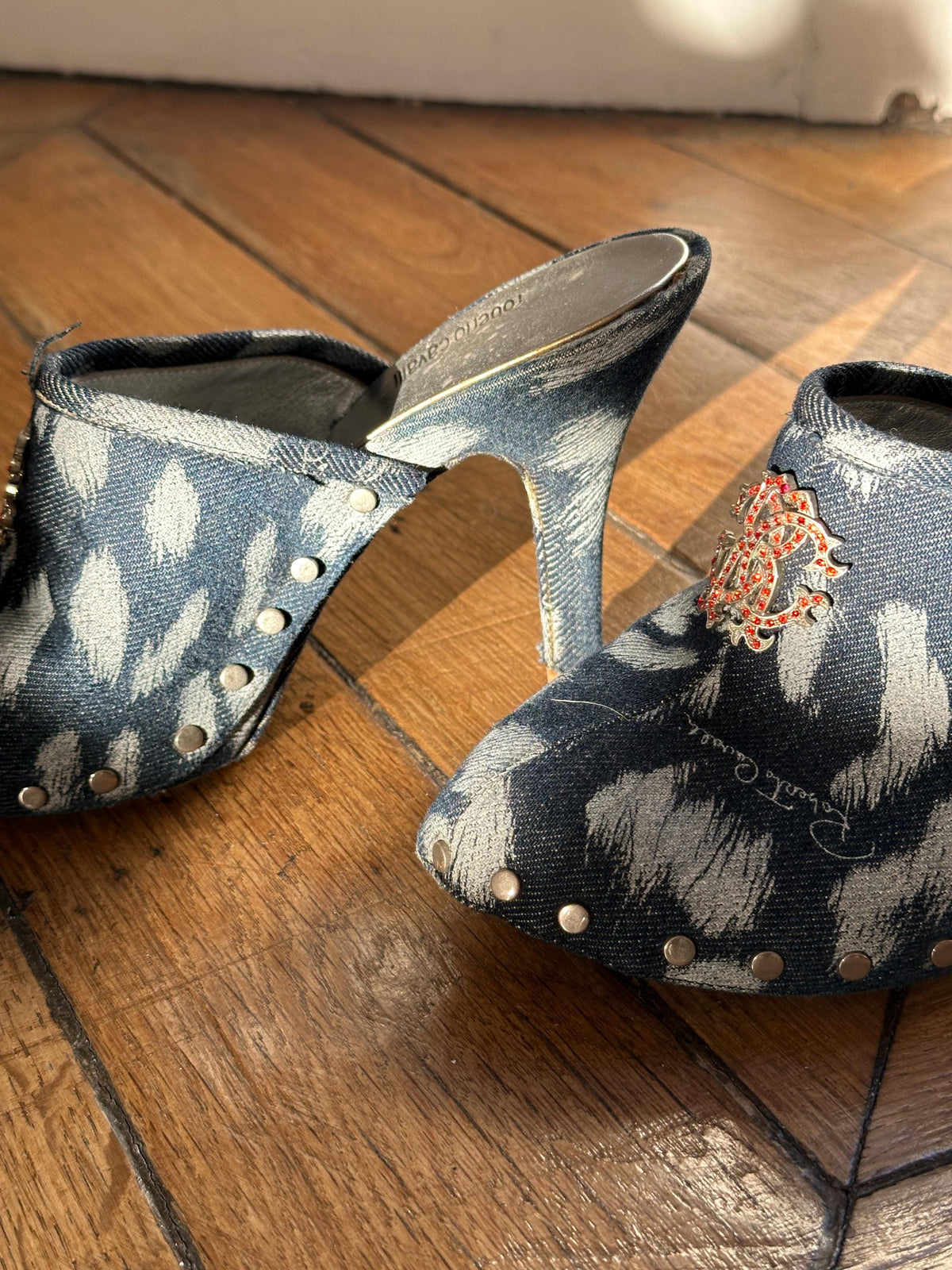 Vintage Y2K Roberto Cavalli Denim Blue Mules I US 6.5