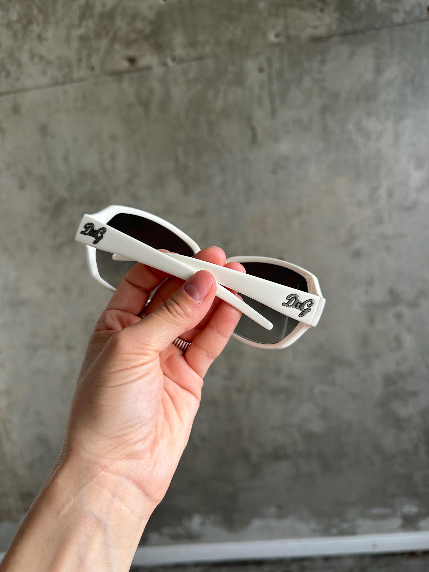 Vintage D&G Dolce Gabbana White Oversized Sunglasses