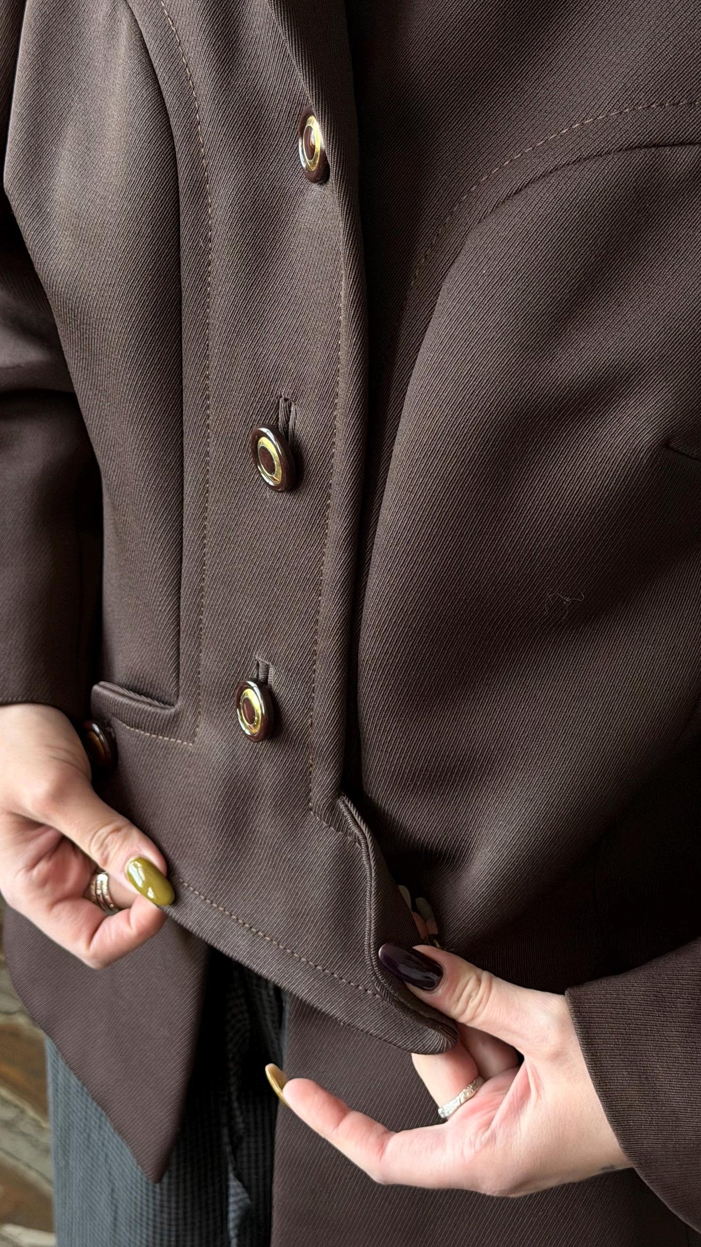 Vintage Brown Tailored Espresso Blazer, 90s Italian Structured Fitted Jacket
