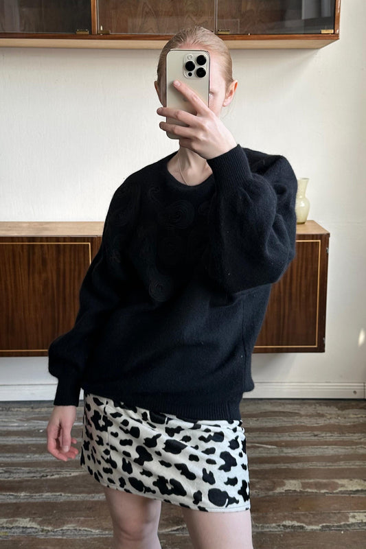 Vintage 90s wool & angora oversized sweater in black