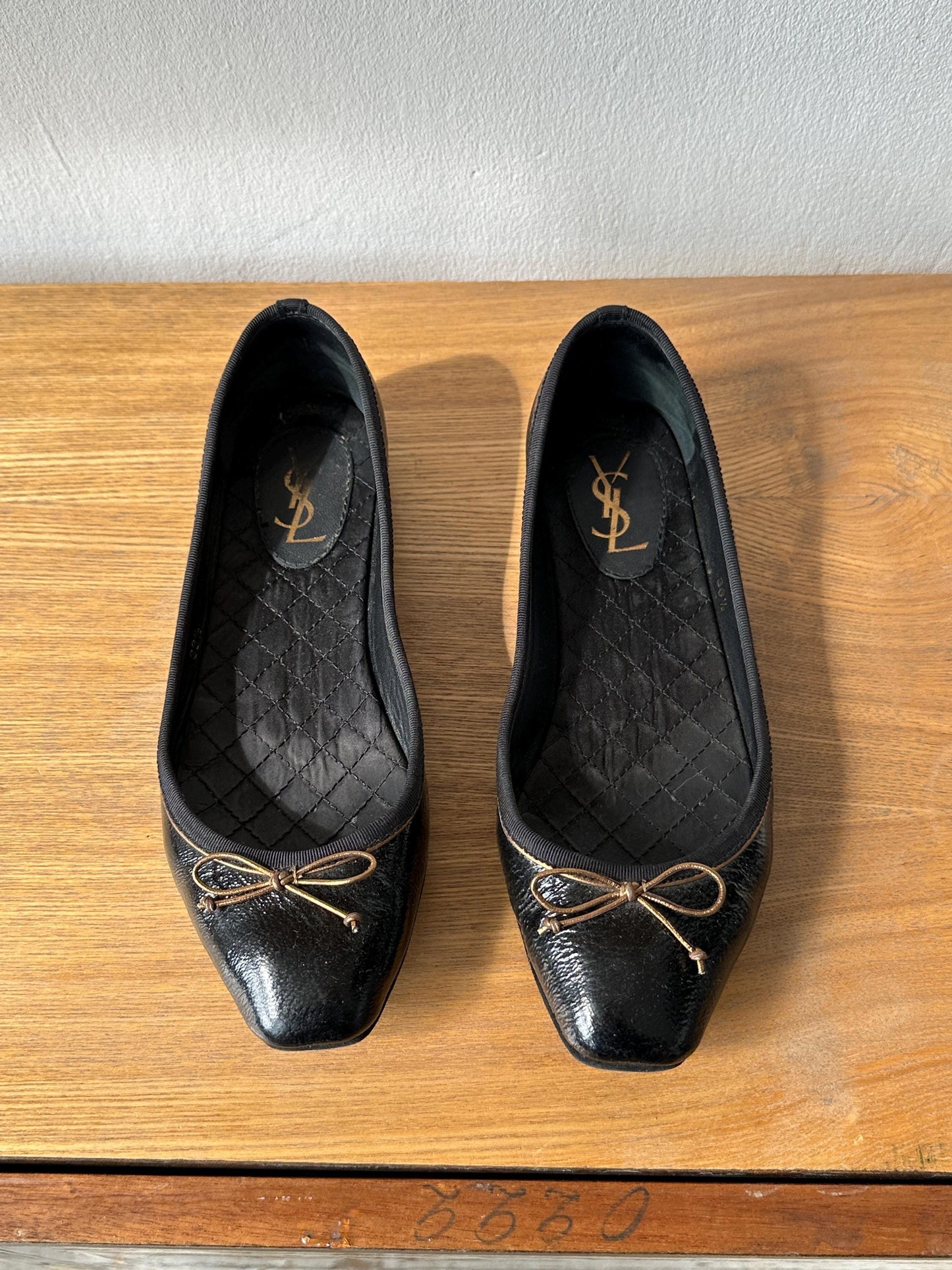 Vintage YSL Dark Brown Patent Ballet Flats | Yves Saint Laurent Bow Flats I US 6.5
