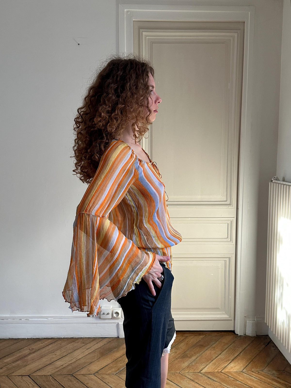 Vintage Moschino Cheap and Chic Silk Blouse in Orange