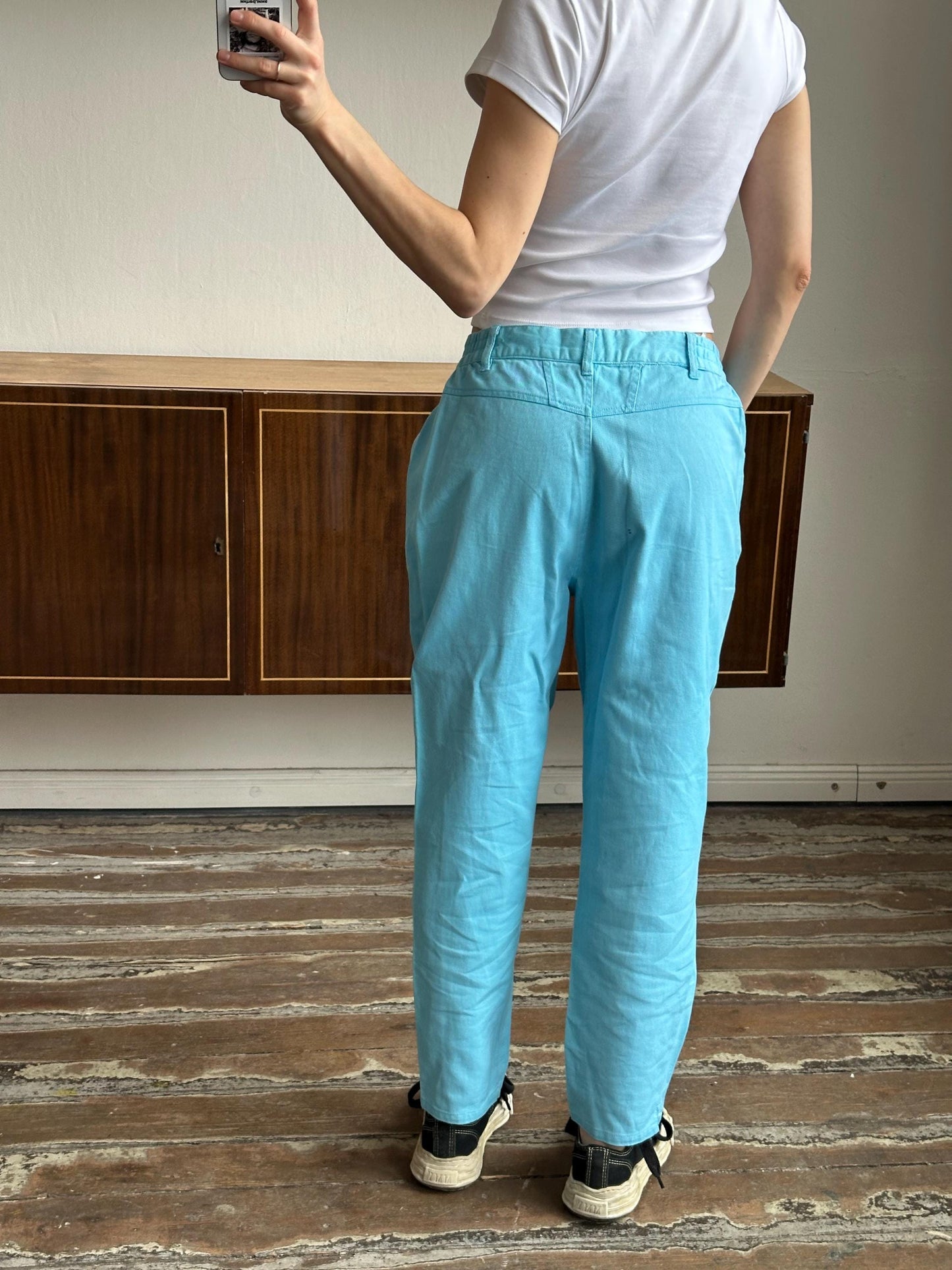 Vintage y2k high rise baby blue jeans, cotton jeans