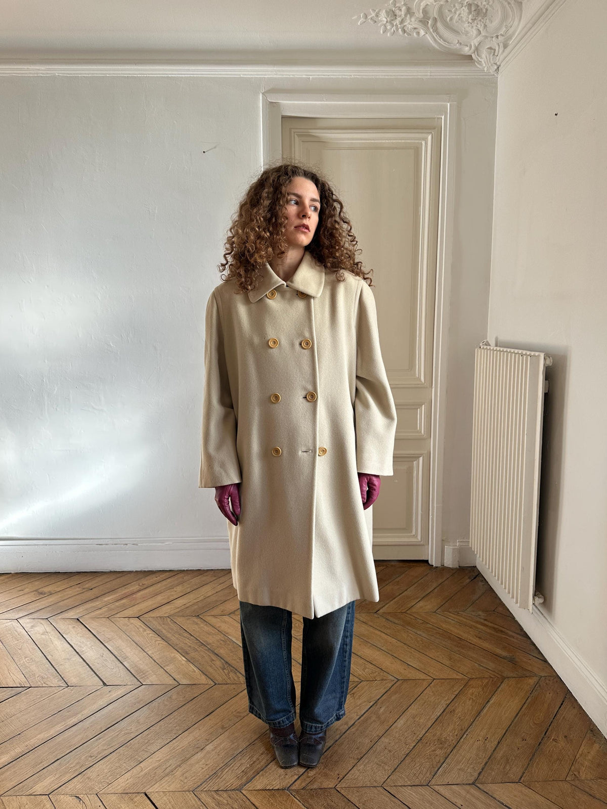 Vintage Les Copains Cream Pure Wool Coat