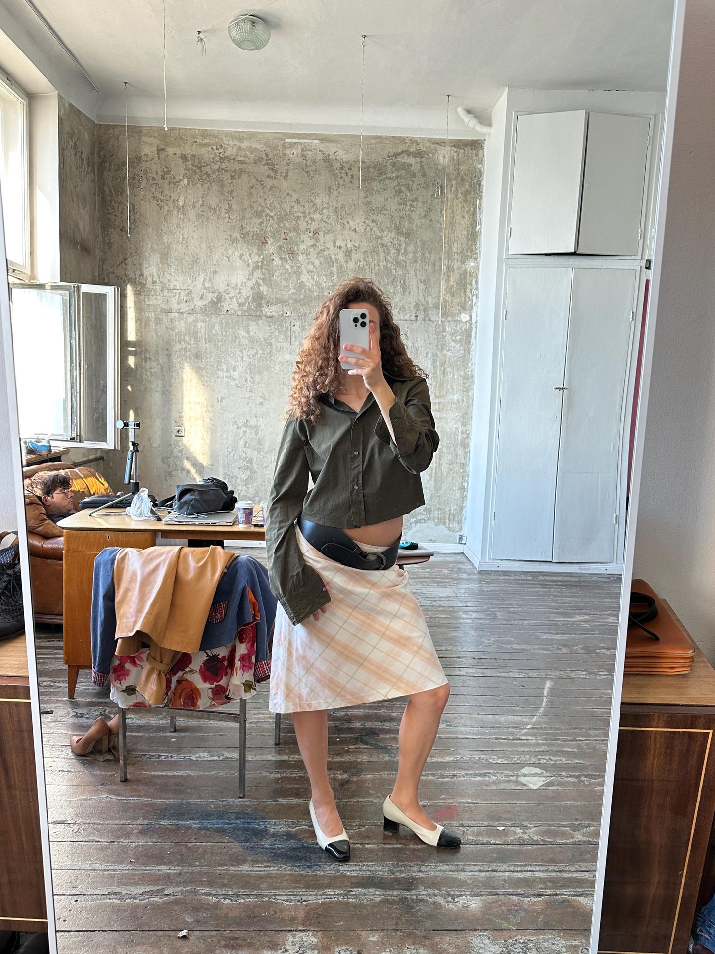 Vintage Burberry London Check Pencil Skirt in Blush Pink