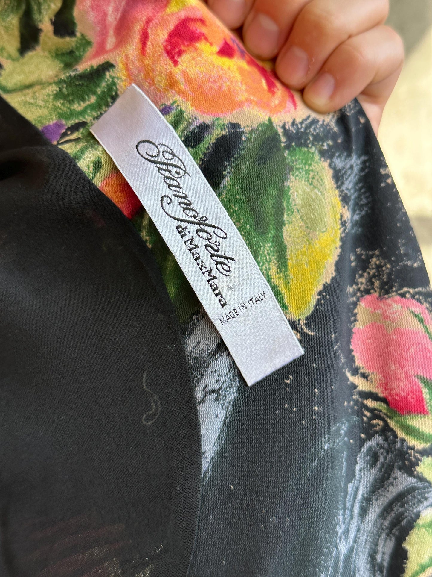 Vintage Max Mara Floral Pleated Bolero Jacket in Green and Pink