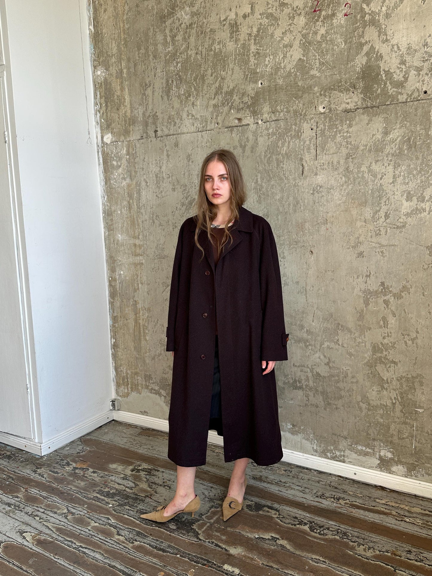Vintage Lodenfrey Purple Wool Coat | Long Oversized Austrian Loden Coat