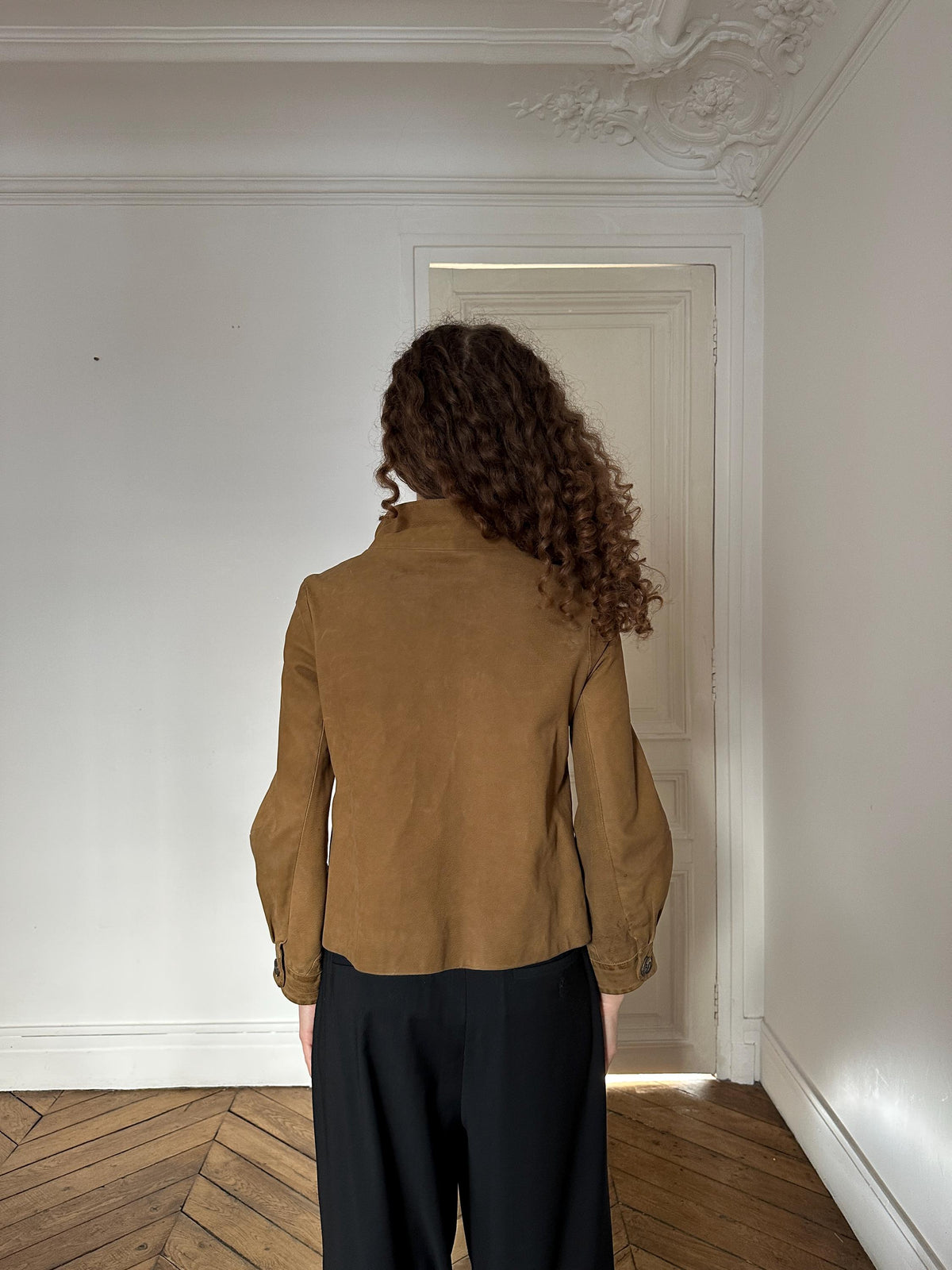 Vintage Marni Cropped Leather Jacket in Beige