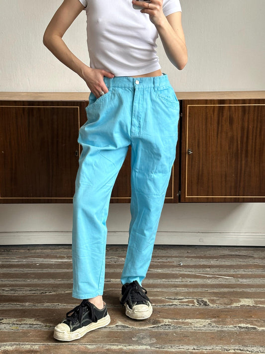 Vintage y2k high rise baby blue jeans, cotton jeans