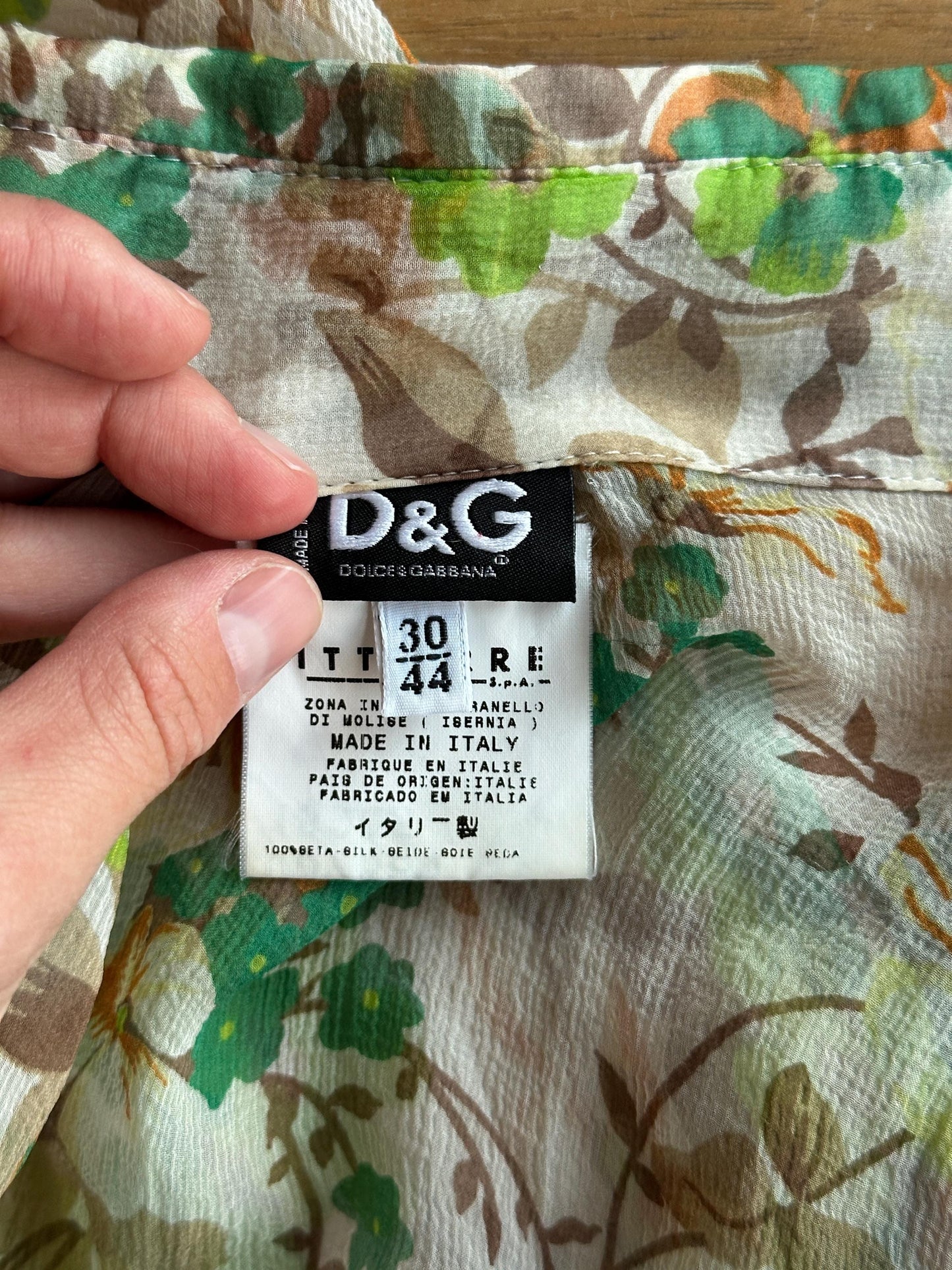 Vintage  Dolce & Gabbana Silk Floral Blouse in Green