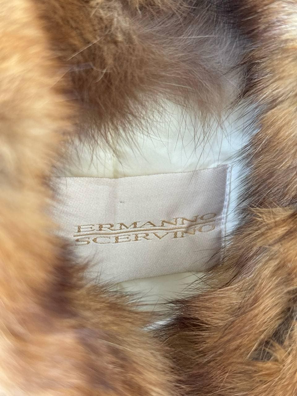 Vintage Ermanno Scervino Ivory Puffer Coat with Fur Trim