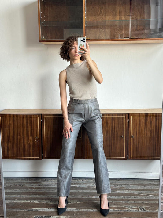 Vintage 90s leather trousers in grey