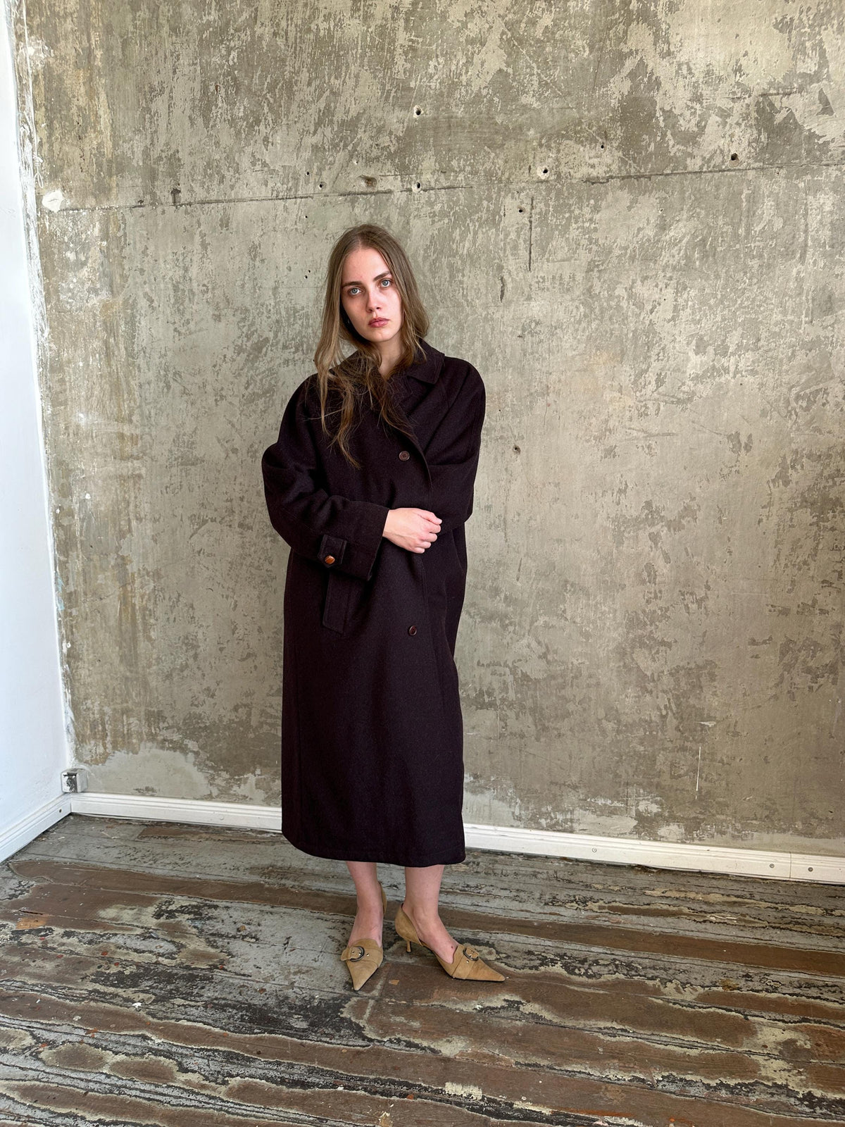 Vintage Lodenfrey Purple Wool Coat | Long Oversized Austrian Loden Coat