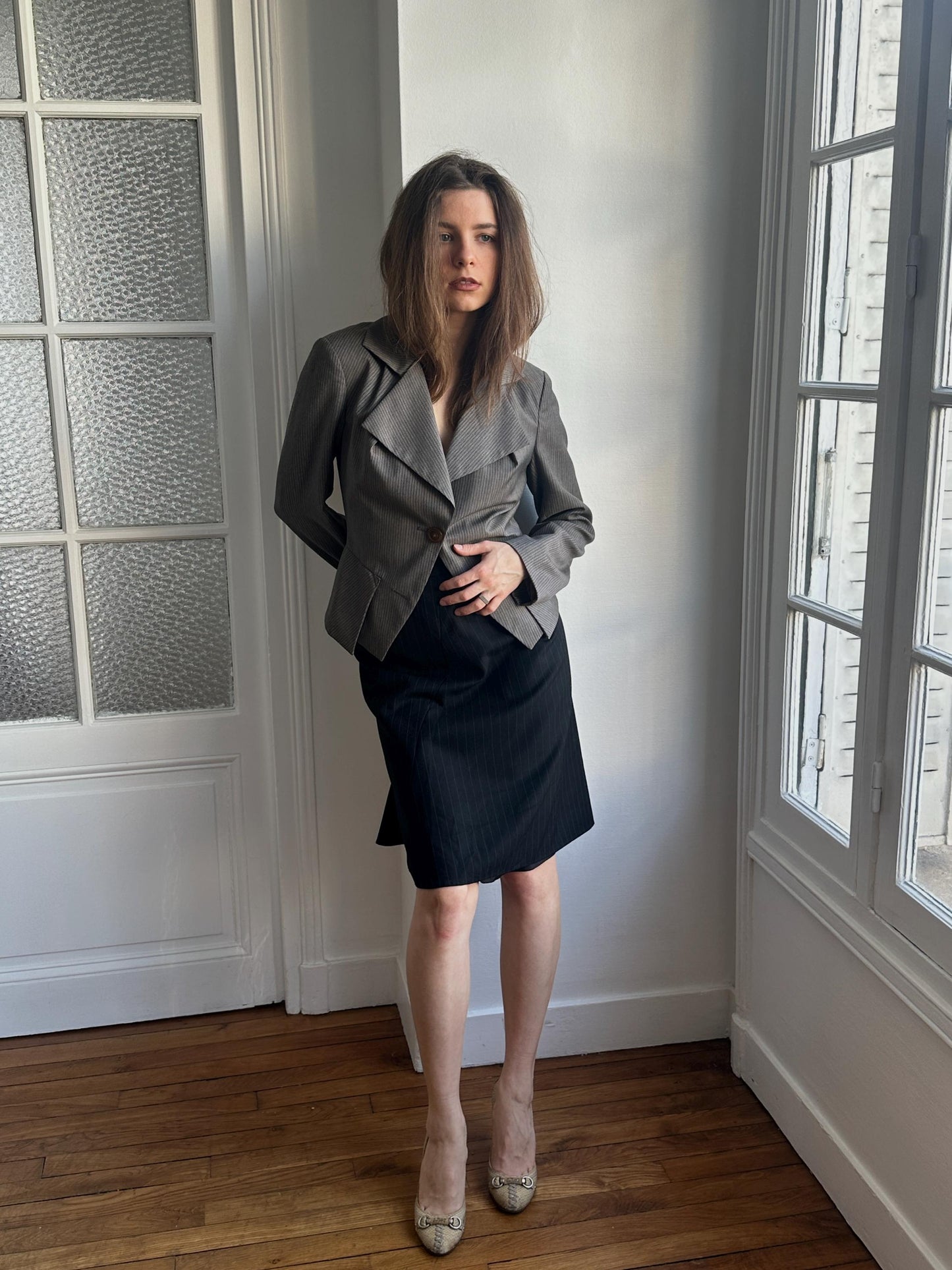 Vivienne Westwood Red Label Vintage Wool Pin Stripe Blazer in Grey