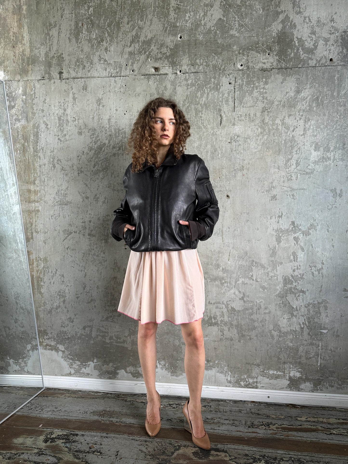 Vintage Hand Crafted Leather Aviator Bomber Jacket in Brown