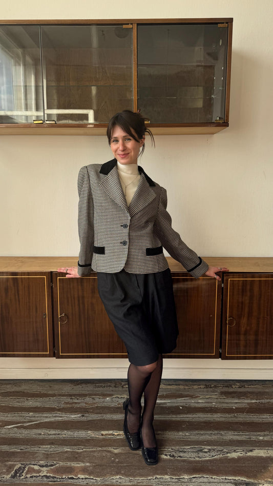 Vintage Versus Gianni Versace Houndstooth Blazer In Black & White