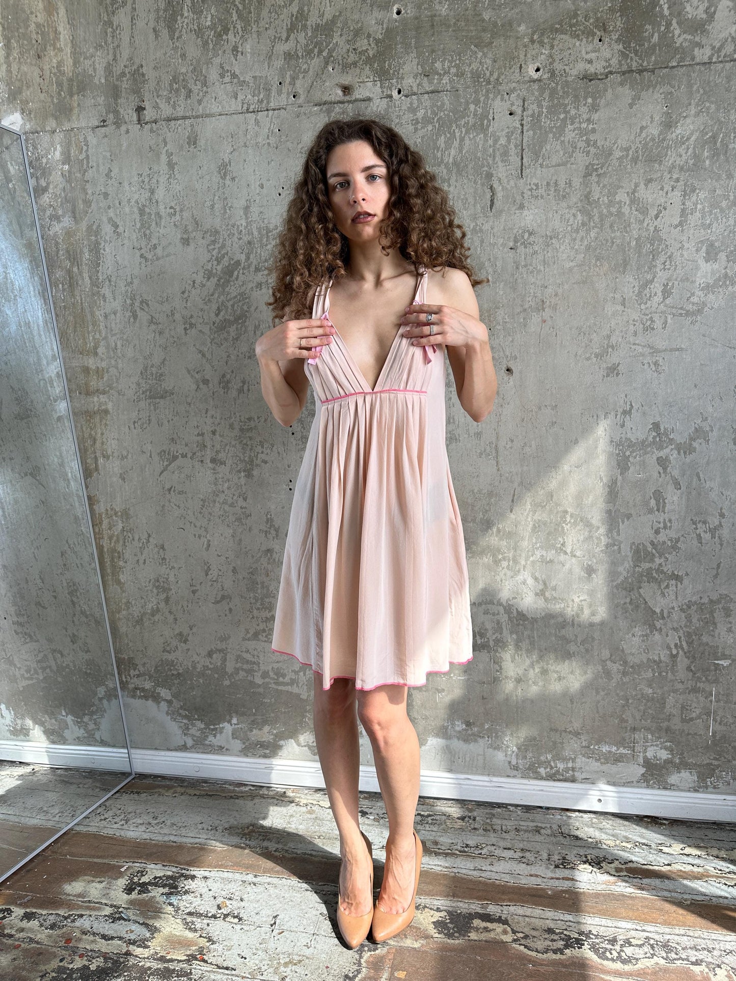 Vintage Sonia Rykiel Blush Pink Silk Mini Dress