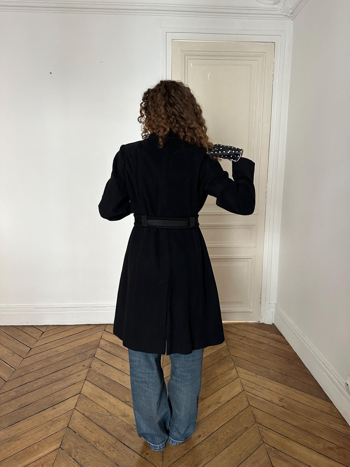Vintage 90s Black Wool Cashmere Coat