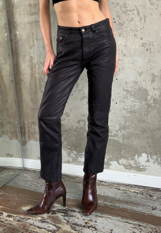 Vintage leather trousers in black