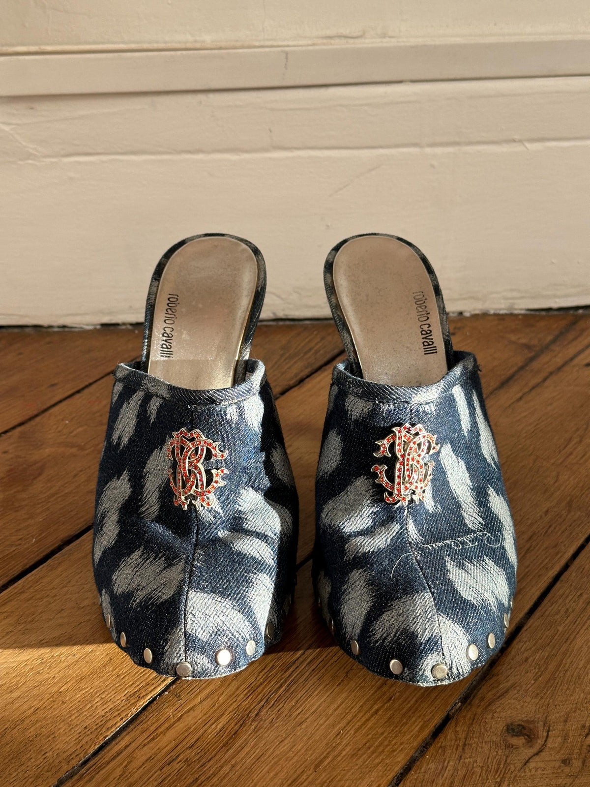 Vintage Y2K Roberto Cavalli Denim Blue Mules I US 6.5