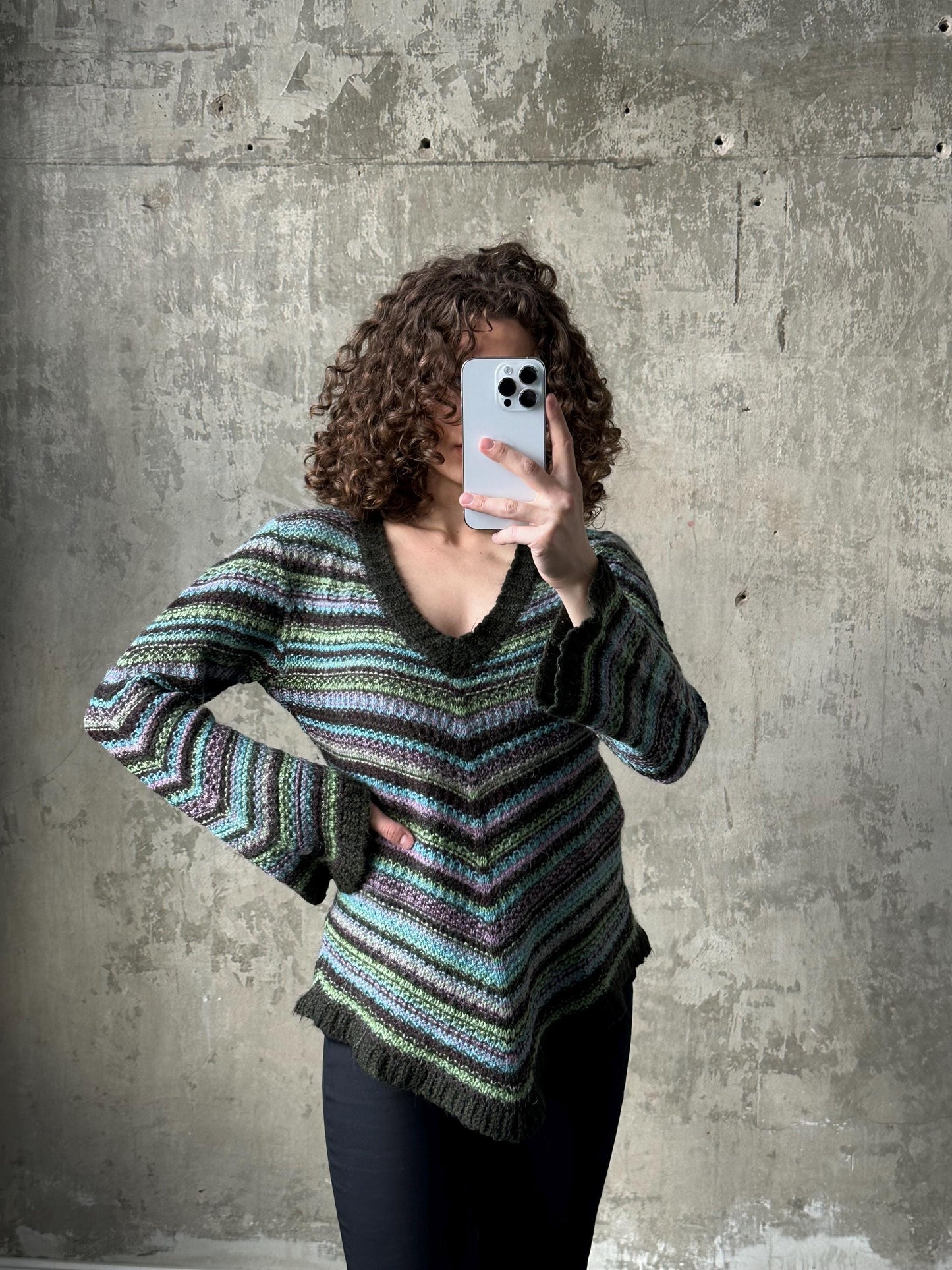 Vintage mohair sweater in green, 80s fuzzy oversized pullover