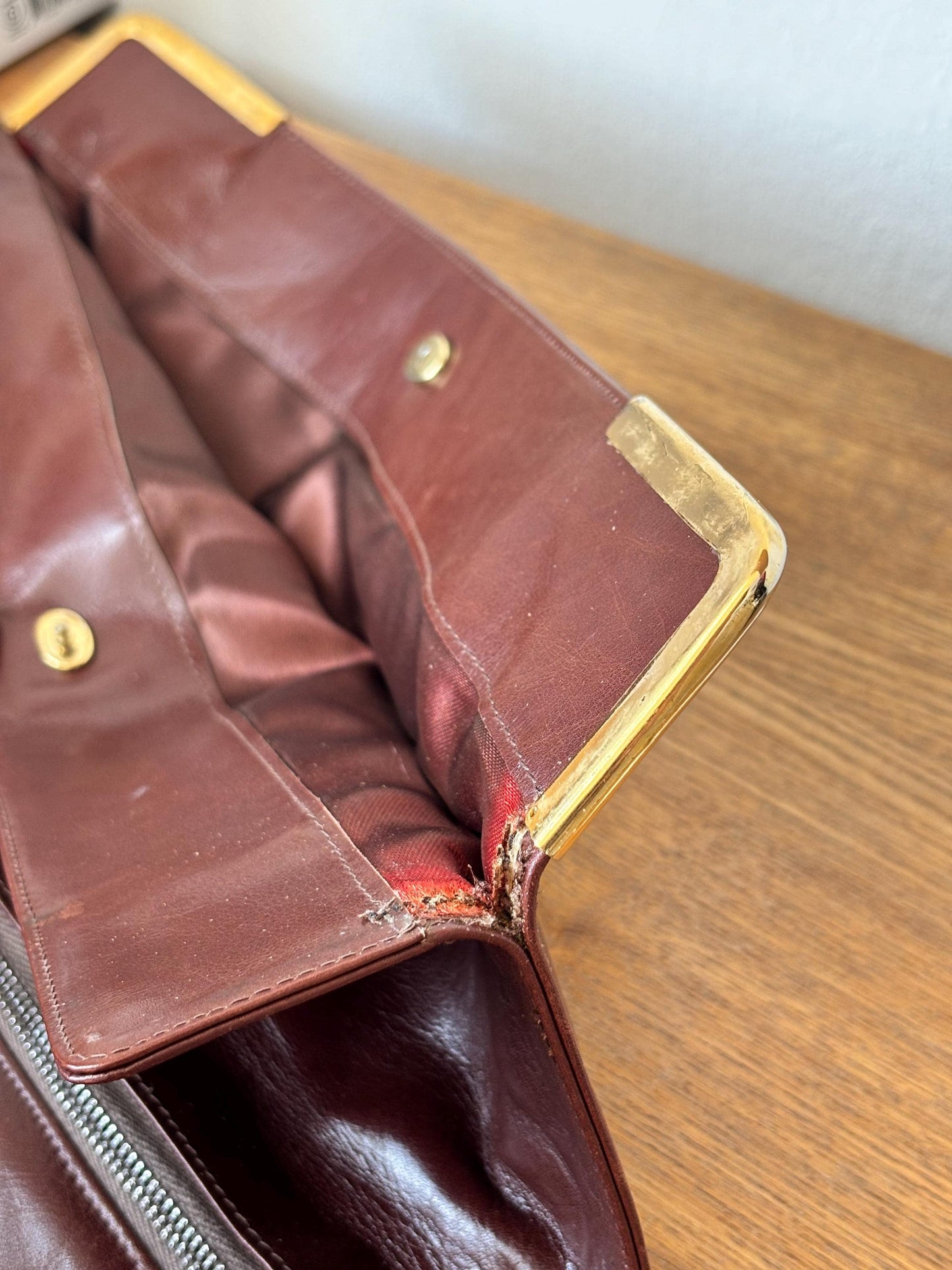 Vintage 80s Burgundy Soft Leather Clutch Bag