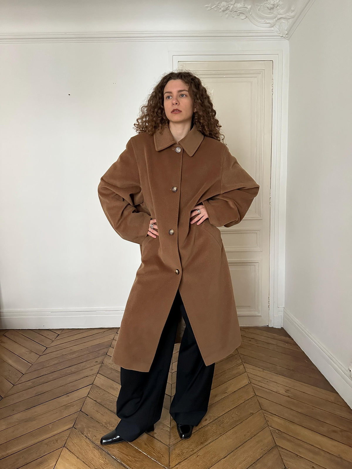 Vintage Piacenza Camel Long Baggy Coat | Italian 100% Wool Minimalist Coat