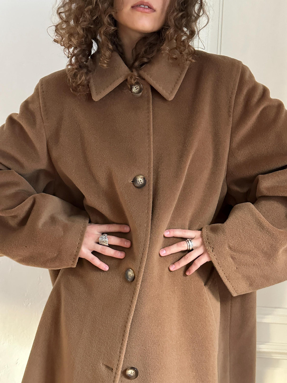 Vintage Piacenza Camel Long Baggy Coat | Italian 100% Wool Minimalist Coat
