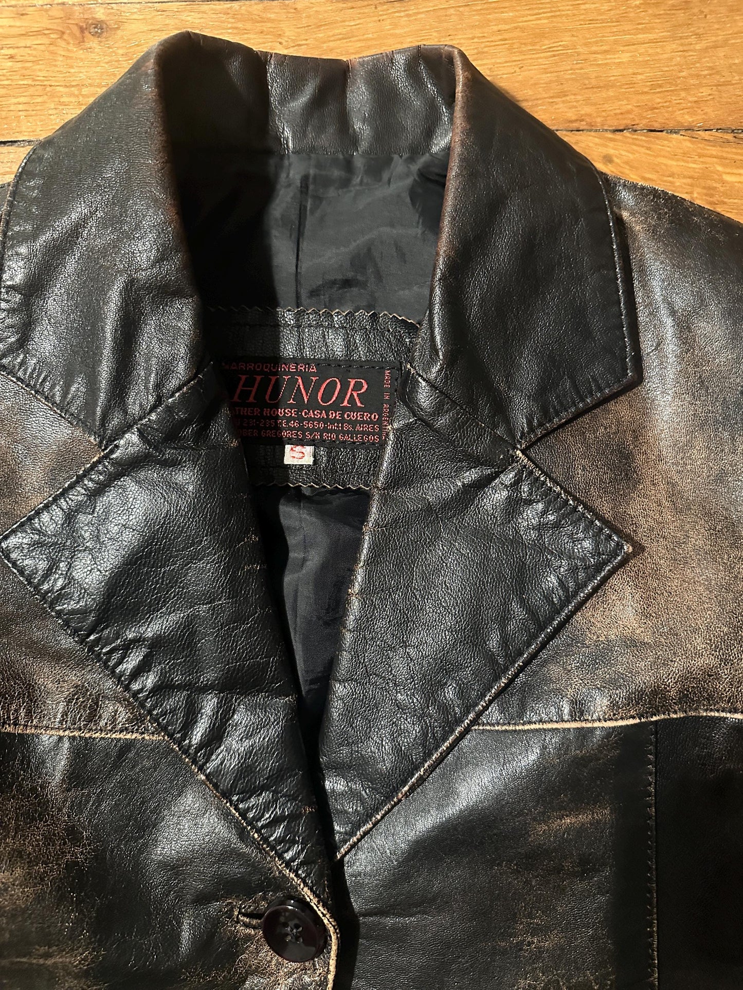 Vintage 90s Burnt Boxy Leather Jacket In Brown