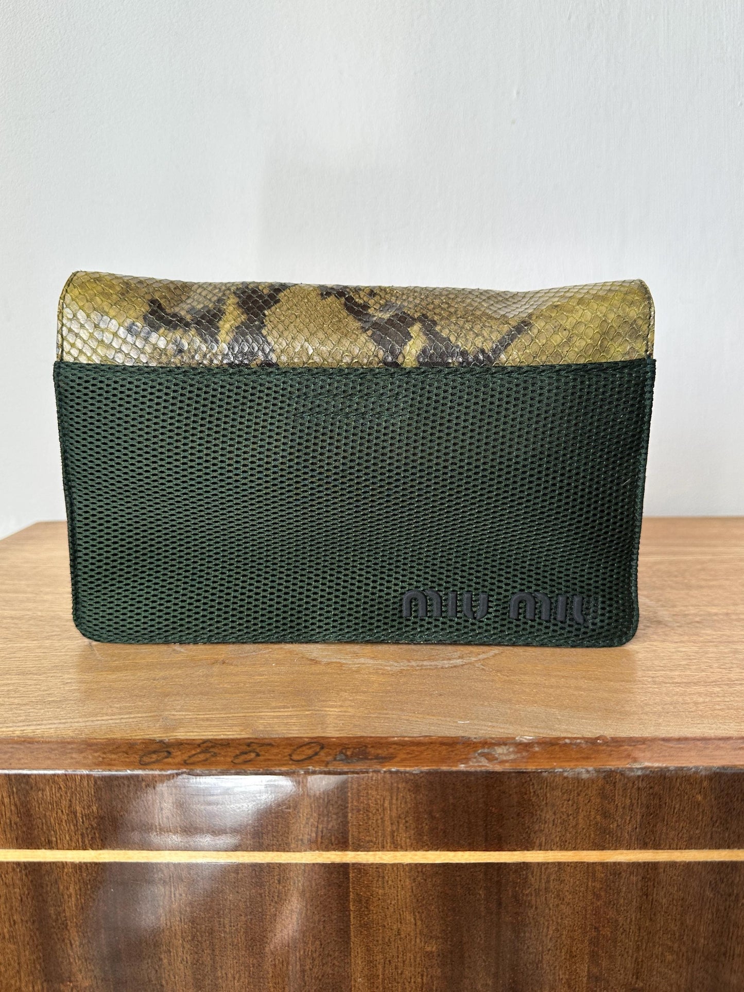 Vintage Miu Miu 1999 Python Mesh Crossbody Bag in Green