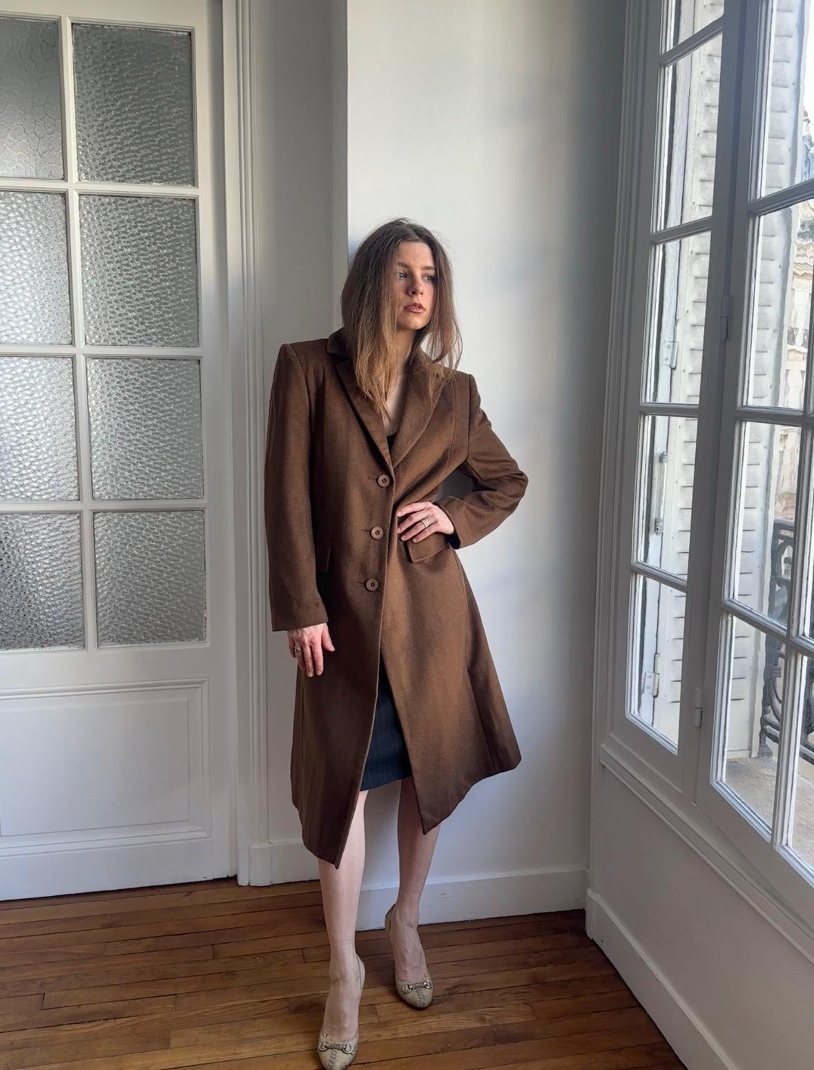 Vintage Cashmere and Wool Coat In Brown