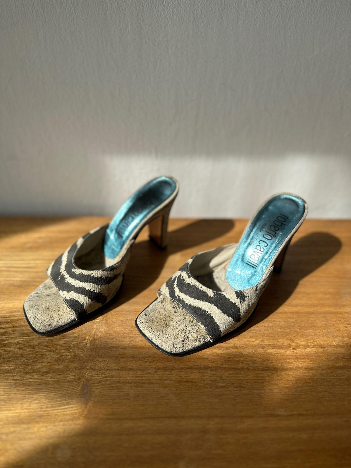 Vintage Roberto Cavalli Zebra Print Mules I US 6.5