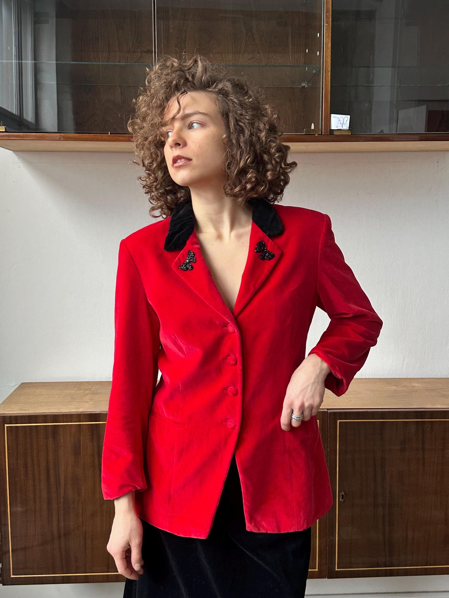 Vintage BLUMARINE La Folie velvet blazer in red