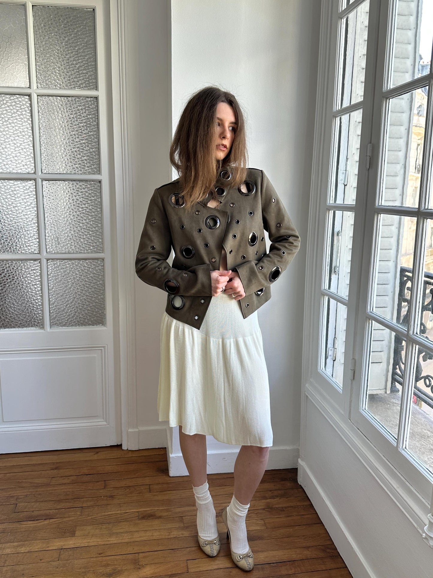 Vintage Y2K Eyelet Jacket in Green