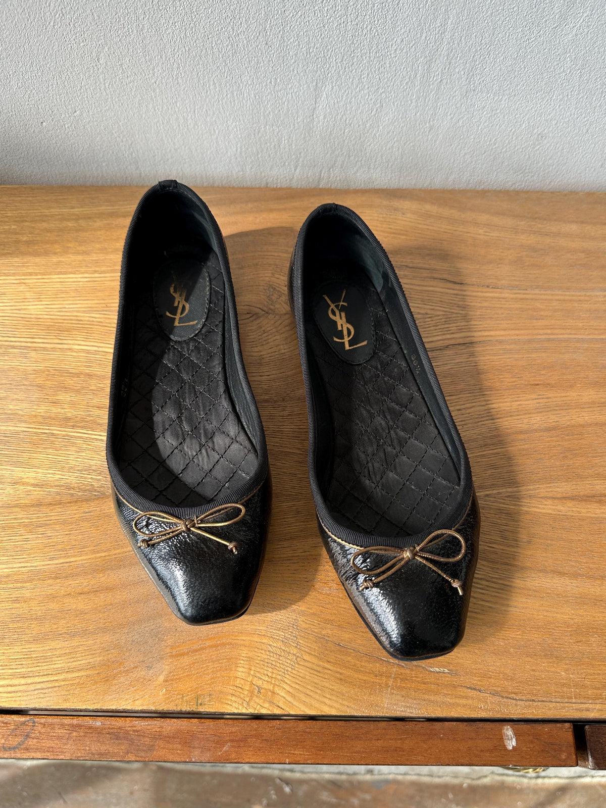 Vintage YSL Dark Brown Patent Ballet Flats | Yves Saint Laurent Bow Flats I US 6.5