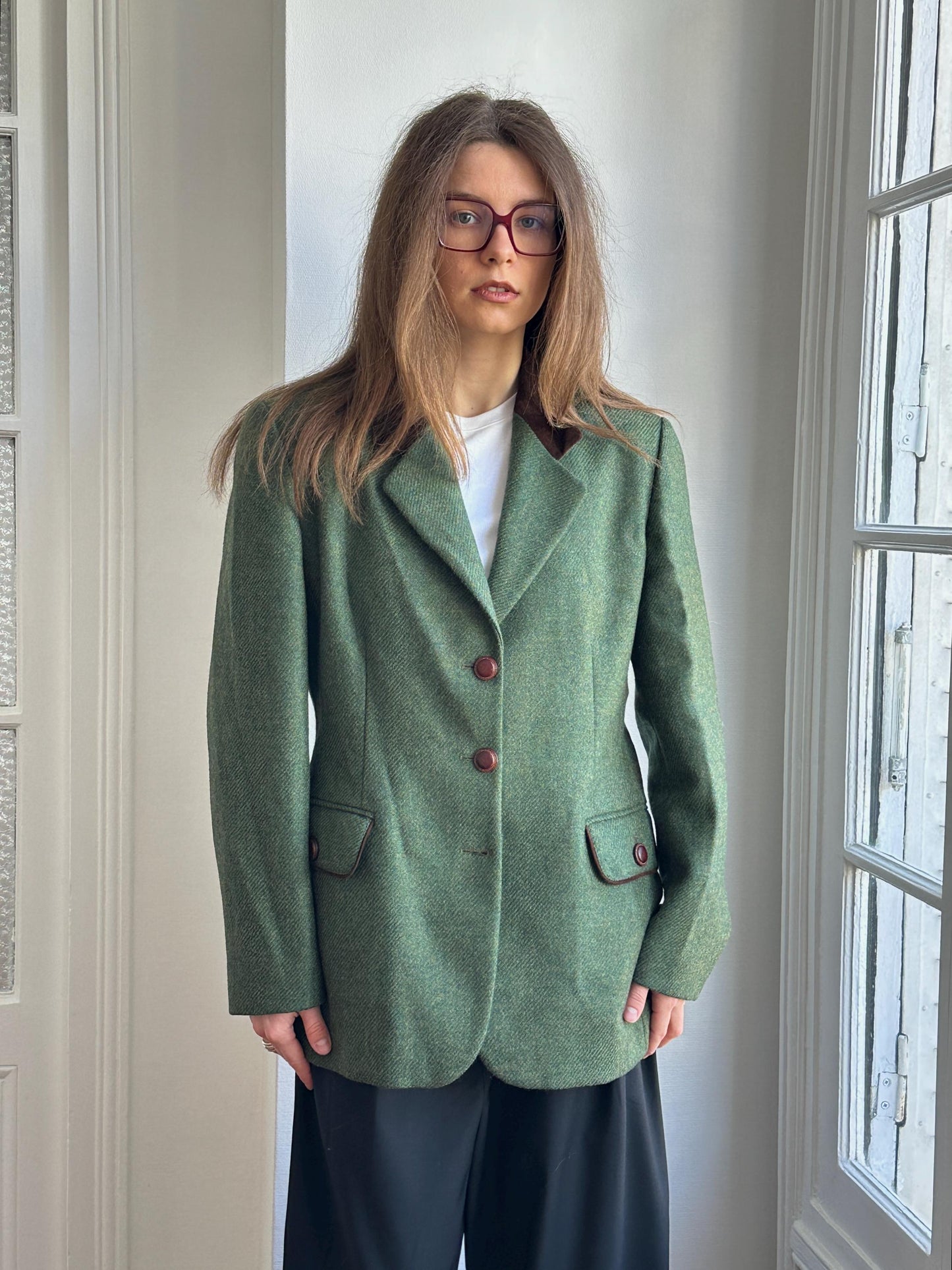 Vintage 90s Wool Classic Forest Green Blazer