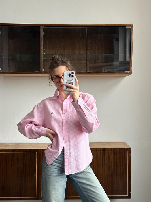 Vintage Ralph Lauren long-sleeve checked cotton shirt in pink
