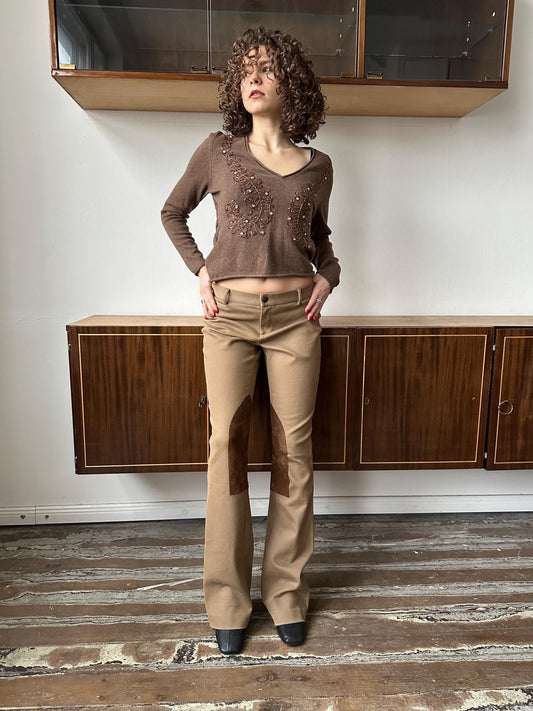 Vintage Ralph Lauren cotton trousers in beige/brown