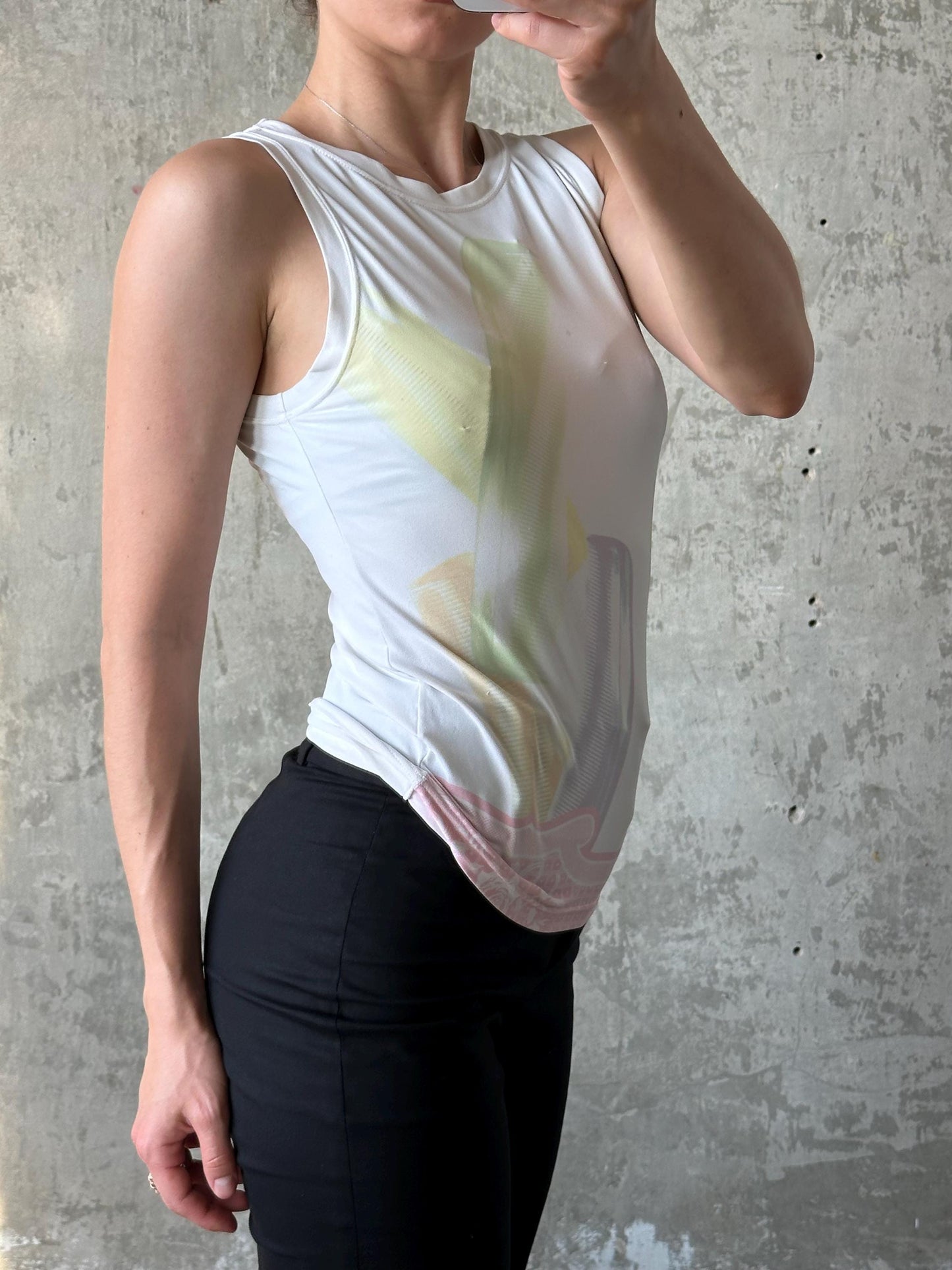Vintage DIESEL pastel abstract print tank top in white