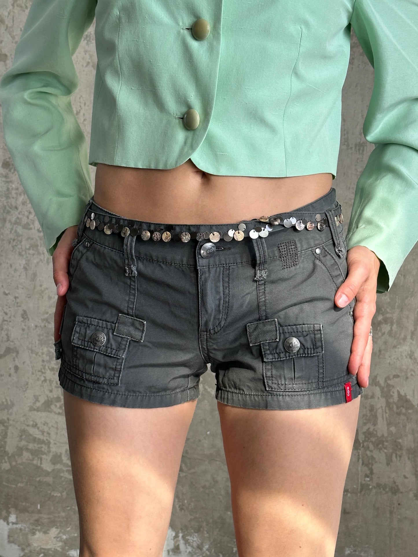 Vintage Y2K Grey Cargo Micro Shorts
