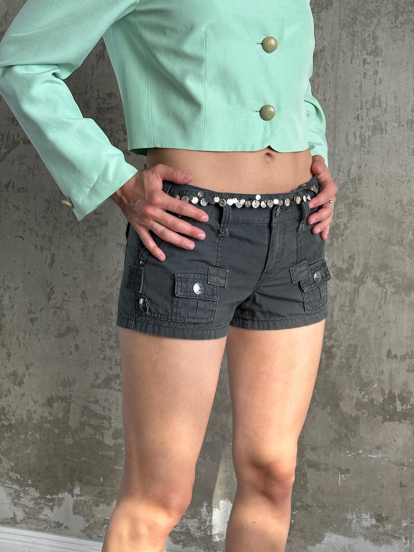 Vintage Y2K Grey Cargo Micro Shorts