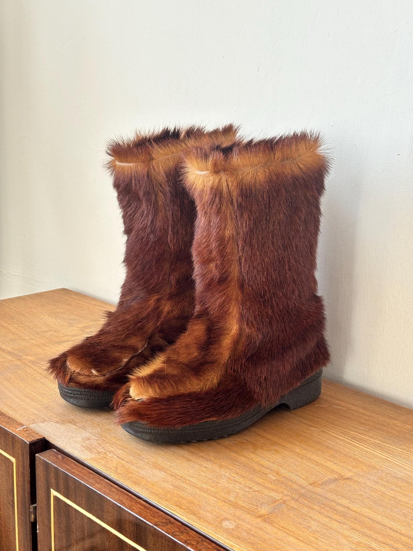 Vintage Snowman wool boots in brown, size EUR 38