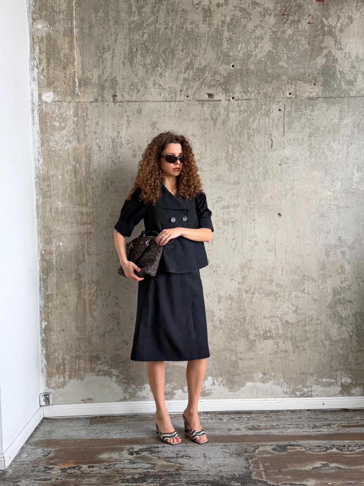 Vintage Sonia Rykiel Black Cotton Jacket | French Designer Cropped Coat