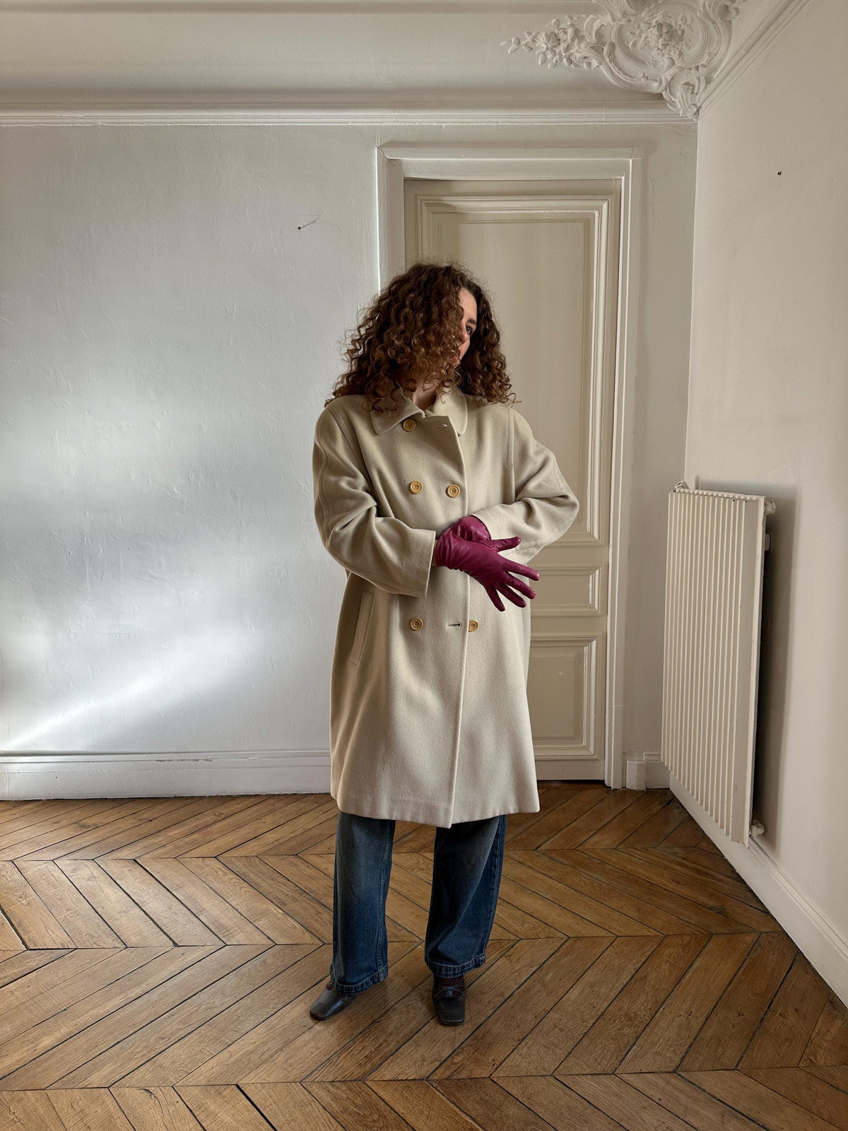 Vintage Les Copains Cream Pure Wool Coat