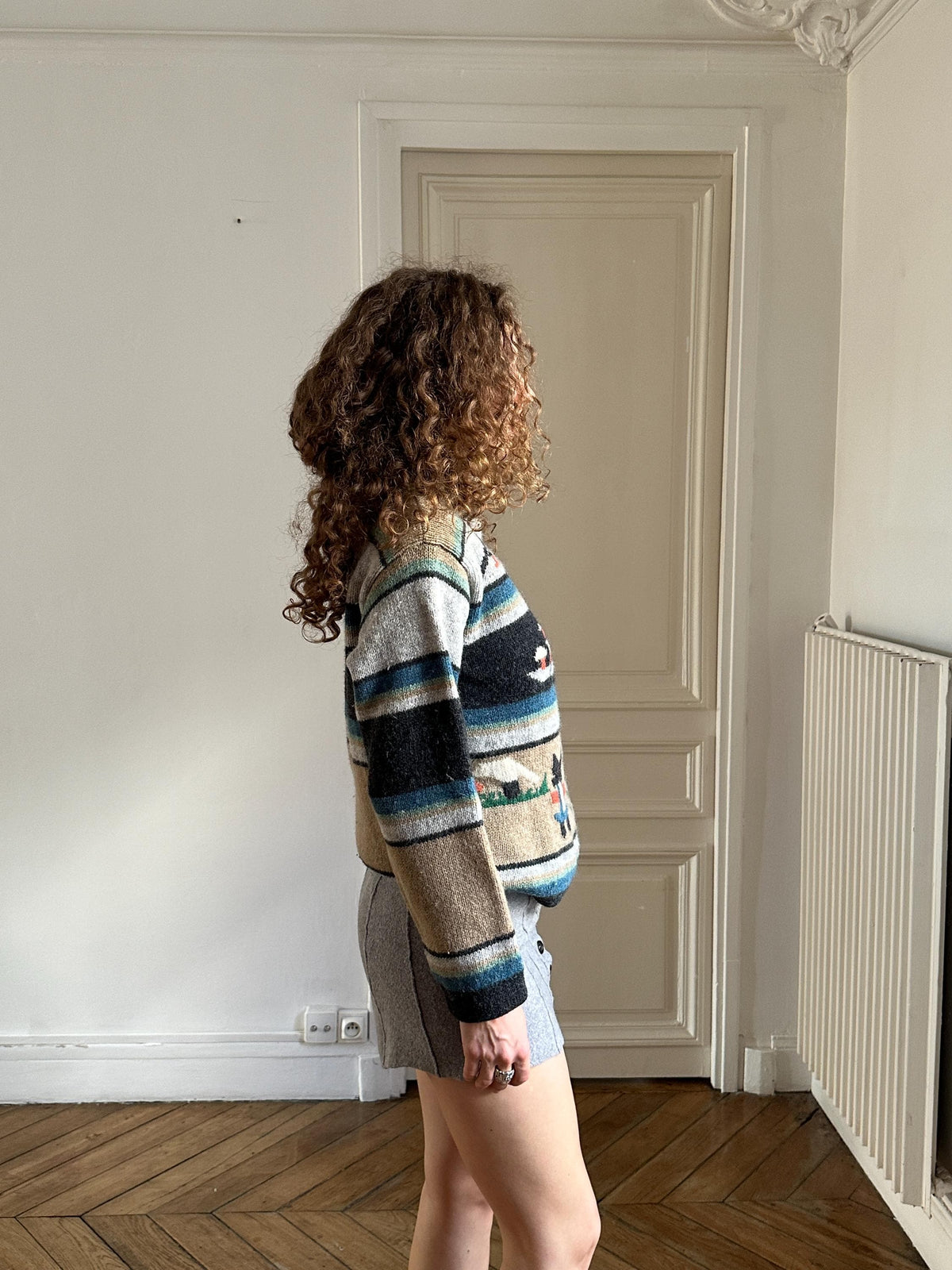 Vintage Pure Shetland Wool Sweater in Beige