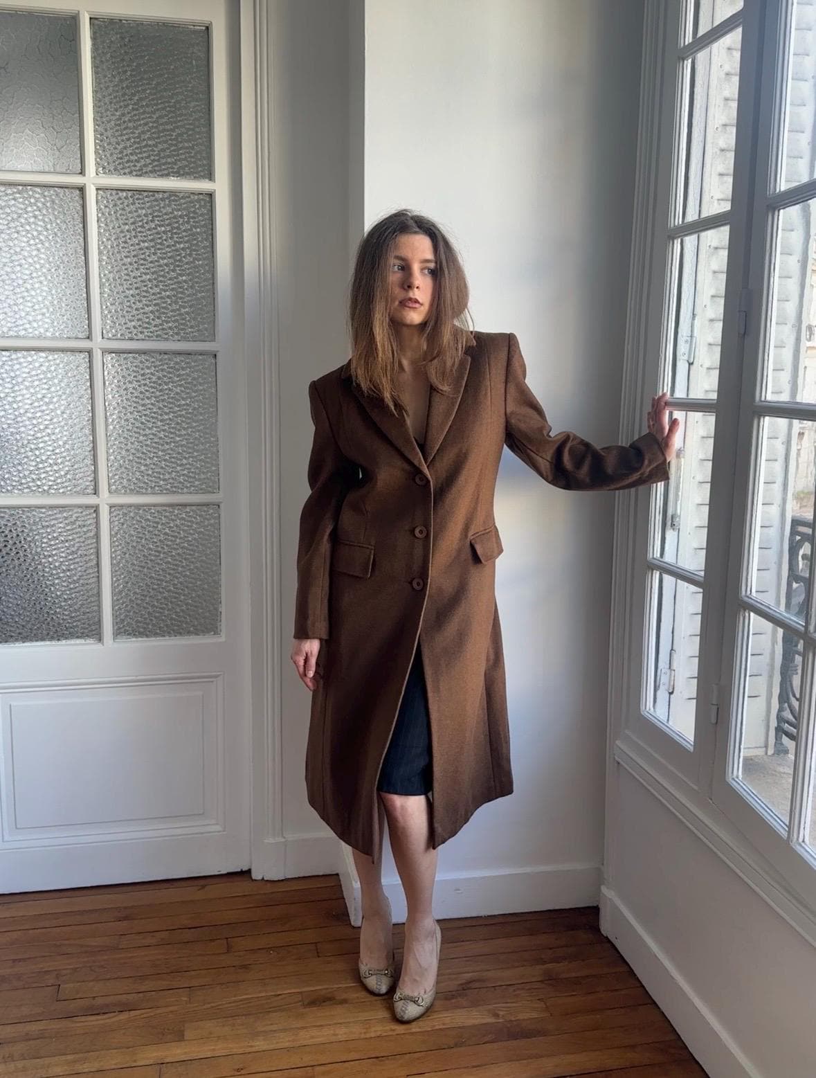 Vintage Cashmere and Wool Coat In Brown