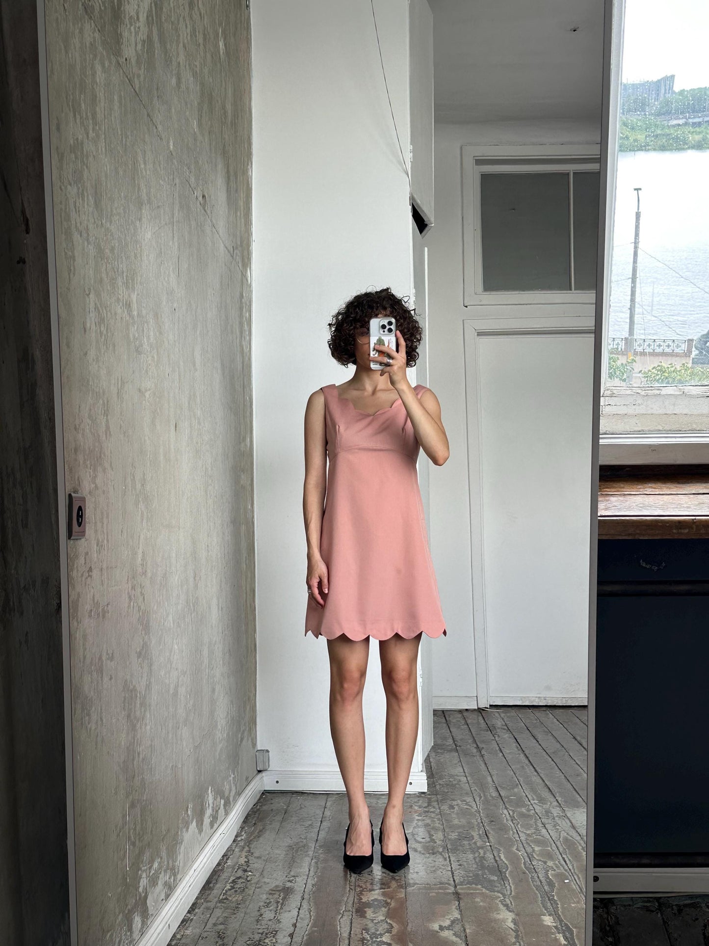 Vintage tea dress in pink, mini summer dress